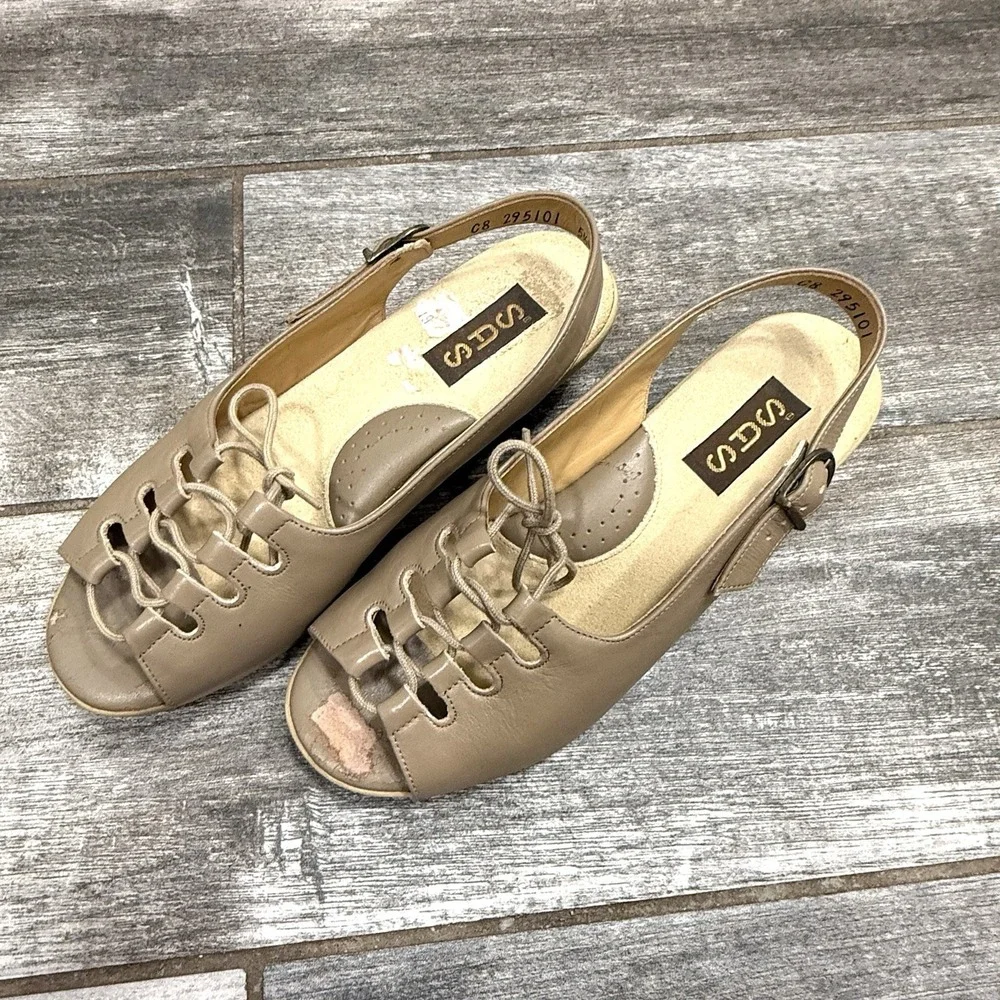 Vintage SAS Mocha Ghillie Shoes 1990's Women's 5.5 M‎ Open Walking Sandal Shoes